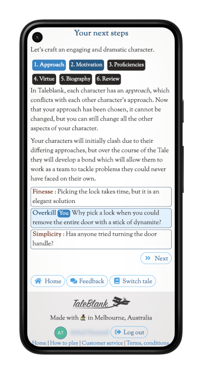 Screenshot of Taleblank